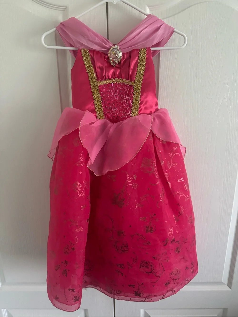 Disney Aurora Hot Pink and Light Pink Princess Costume Dress with Gold Trim